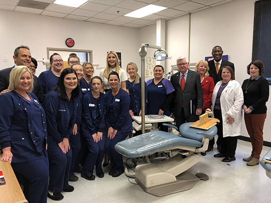 Ivanka Trump, advisor to President Donald Trump is pictured at Big Sandy Community and Technical College (BSCTC) with Dr. Sherry Zylka, BSCTC President/CEO, BSCTC Dental Hygiene/Dental Assisting Students, Governor Matt Bevin, Congressman Hal Rogers, Secretary of Workforce Development and Education Derrick Ramsey during her visit to discuss workforce development.