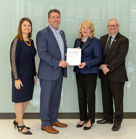 From left: UPIKE Provost Lori Werth, Ph.D., UPIKE President Burton J. Webb, Ph.D., BSCTC President/CEO Sherry Zylka, Ed.D. and Dean of KYCOM Dana Shaffer, D.O., FACOFP dist., FAOGME.