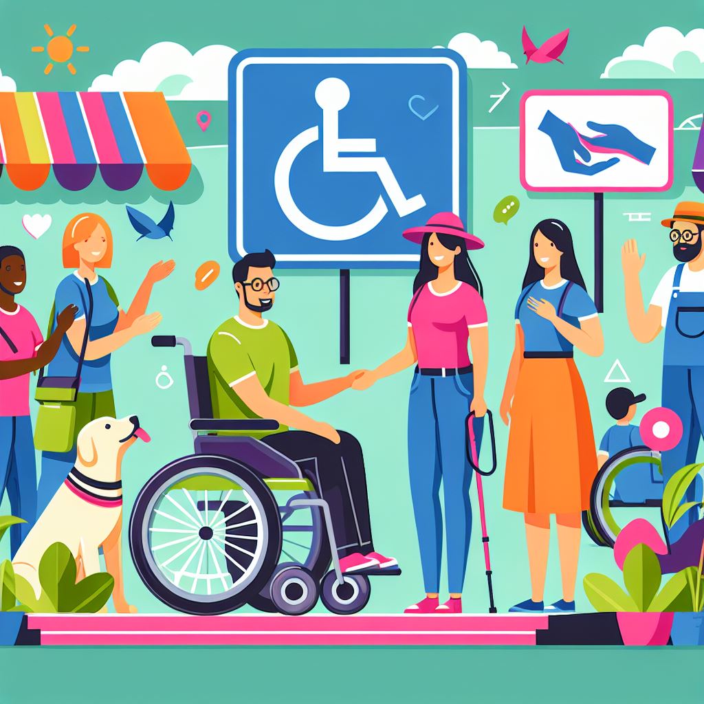 “A link tile image for disability services, featuring a stylized icon of a person in a wheelchair with a supportive hand symbol, set against a calming blue background.”