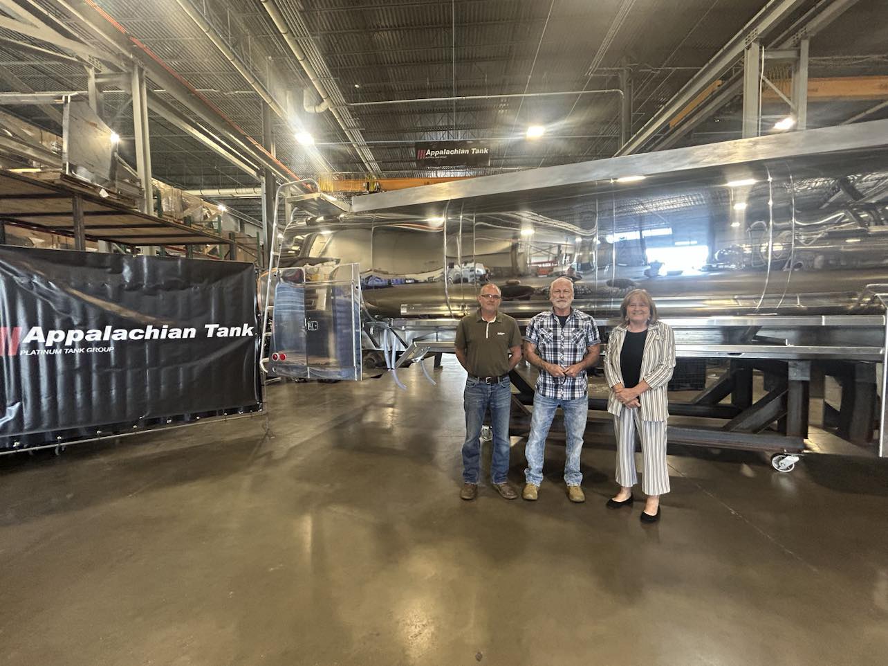 Pictured left to right: Scott Linkous BSCTC Welding Instructor, Neil Green, Appalachian Tank GM, and Joyce Wilcox, BSCTC Director of Business and Industry Training