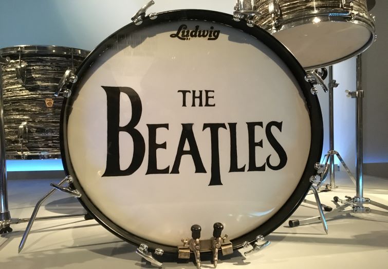 Drum set with the Beatles logo